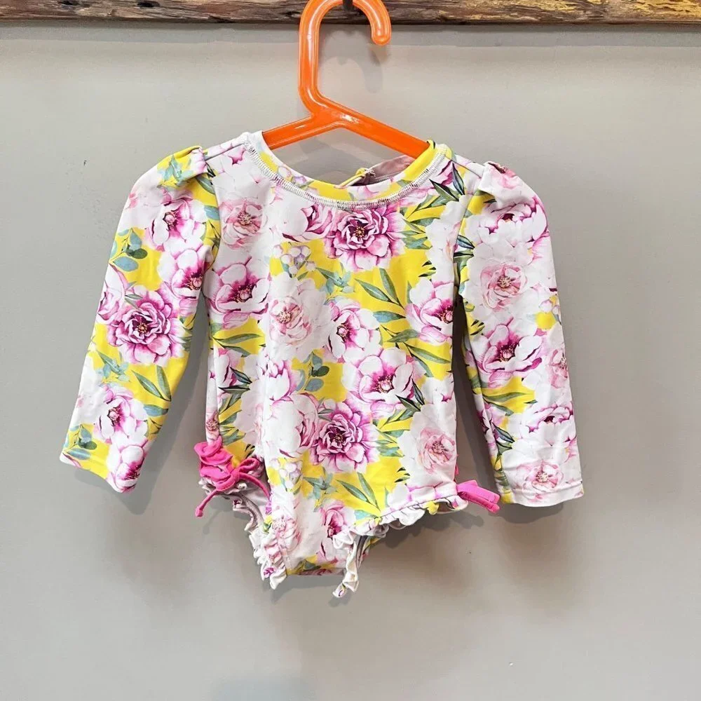 Posh Peanut Floral One Piece Long Sleeve Swimsuit- Size 2T‎